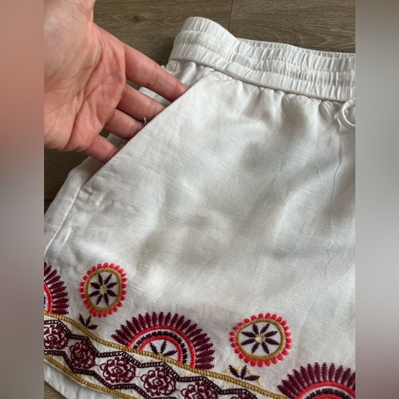 Ann‎ Taylor Loft Embroidered Ivory Linen Blend Shorts Women’s Size M - Picture 3 of 7